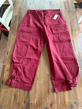 Straight Leg Cargo Pants in Burgundy